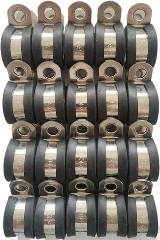 LAZIRO 20 Pack 1-1/4 Inch Cable Clamps with updated Riveted Reinforce, 304 Stainless Steel Rubber Cushioned Insulated Clamp, Loop Clamps, Pipe Clamps, Metal Wire Clamps for Wiring, Pipes and Hoses in Saudi Arabia