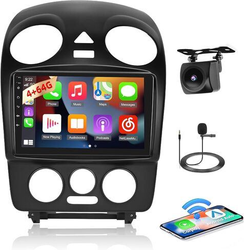 راديو ستيريو للسيارة EKAT Android لسيارة VW Beetle 2004-2010 - 8 Core 4GB + 64GB IPS تعمل باللمس، Carplay لاسلكي وAndroid Auto DSP/WiFi/GPS + كاميرا احتياطية AHD in Saudi Arabia