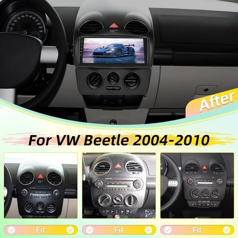 راديو ستيريو للسيارة EKAT Android لسيارة VW Beetle 2004-2010 - 8 Core 4GB + 64GB IPS تعمل باللمس، Carplay لاسلكي وAndroid Auto DSP/WiFi/GPS + كاميرا احتياطية AHD in Saudi Arabia