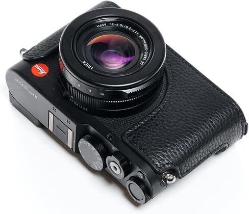 حافظة كاميرا D-Lux 8، حافظة نصف كاميرا مصنوعة يدويًا من الجلد الطبيعي الأصلي لكاميرا Leica D-Lux 8 إصدار فتحة سفلية + حزام يد (خيط أسود) in Saudi Arabia