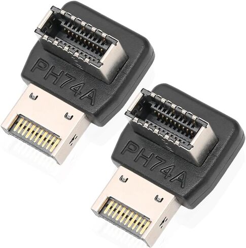 محول USB 3.2 من النوع E 90 درجة، محول موصل داخلي للوحة الأمامية USB 3.2 من النوع E ذكر إلى أنثى من النوع E، ناقل حركة عالي السرعة 10 جيجابت في الثانية للوحة الأم (عبوتان) in Saudi Arabia