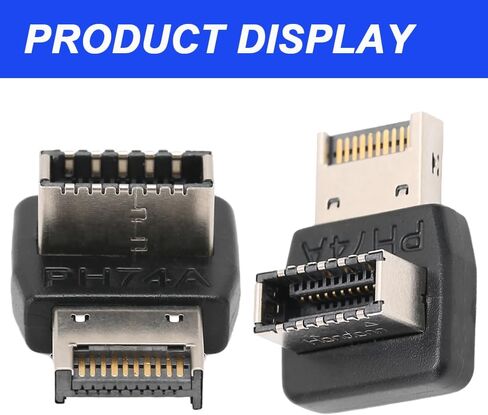 محول USB 3.2 من النوع E 90 درجة، محول موصل داخلي للوحة الأمامية USB 3.2 من النوع E ذكر إلى أنثى من النوع E، ناقل حركة عالي السرعة 10 جيجابت في الثانية للوحة الأم (عبوتان) in Saudi Arabia