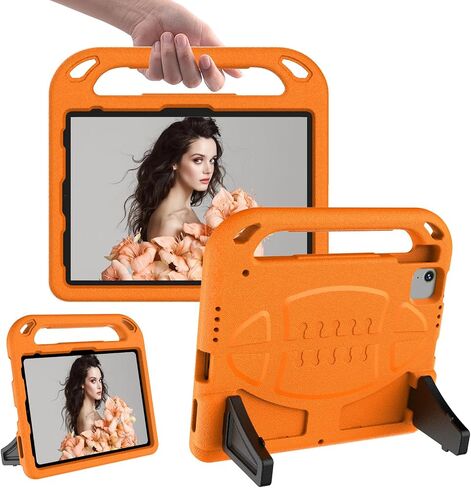 Kids Case for iPad Pro 11 Inch (2024/2022/2021/2020/2018 Model), iPad Air 5/4 (10.9-Inch) Durable Shockproof Case with Handle Stand for iPad 10.9 & iPad air 6 Tablets Protective Cover-Orange in Saudi Arabia