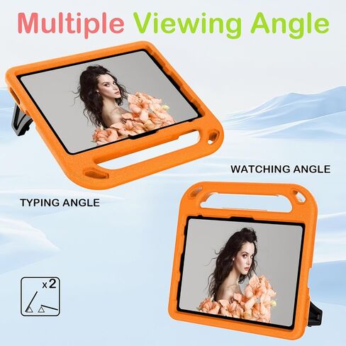Kids Case for iPad Pro 11 Inch (2024/2022/2021/2020/2018 Model), iPad Air 5/4 (10.9-Inch) Durable Shockproof Case with Handle Stand for iPad 10.9 & iPad air 6 Tablets Protective Cover-Orange in Saudi Arabia