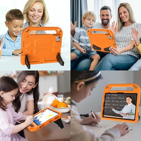 Kids Case for iPad Pro 11 Inch (2024/2022/2021/2020/2018 Model), iPad Air 5/4 (10.9-Inch) Durable Shockproof Case with Handle Stand for iPad 10.9 & iPad air 6 Tablets Protective Cover-Orange in Saudi Arabia