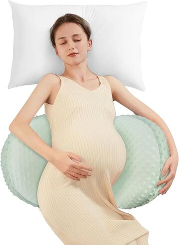 Pregnancy Pillow Cooling for Sleeping, Detachable and Adjustable Double-Sided Support Maternity Pillow Skin-Friendly for Pregnant Women Back, HIPS, Legs(30°Slope Design Verified by Expectant Mothers) in Kuwait