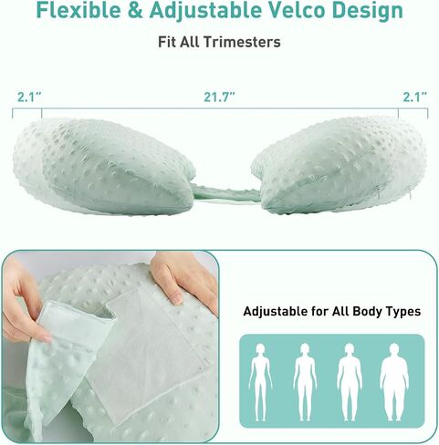 Pregnancy Pillow Cooling for Sleeping, Detachable and Adjustable Double-Sided Support Maternity Pillow Skin-Friendly for Pregnant Women Back, HIPS, Legs(30°Slope Design Verified by Expectant Mothers) in Kuwait