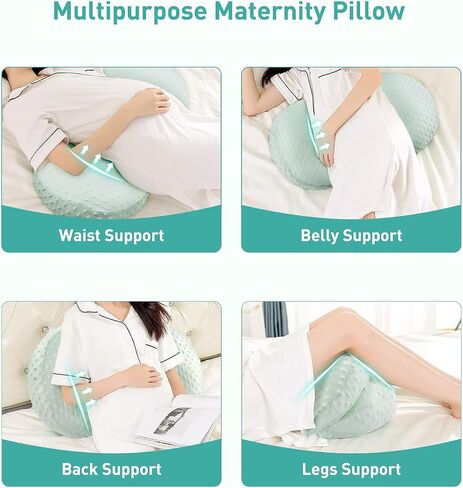 Pregnancy Pillow Cooling for Sleeping, Detachable and Adjustable Double-Sided Support Maternity Pillow Skin-Friendly for Pregnant Women Back, HIPS, Legs(30°Slope Design Verified by Expectant Mothers) in Kuwait