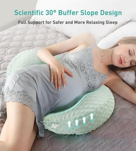 Pregnancy Pillow Cooling for Sleeping, Detachable and Adjustable Double-Sided Support Maternity Pillow Skin-Friendly for Pregnant Women Back, HIPS, Legs(30°Slope Design Verified by Expectant Mothers) in Kuwait