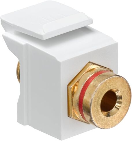 Leviton 40837-BWR QuickPort Banana Jack Adapter, Gold-Plated with Red Stripe, White in Kuwait