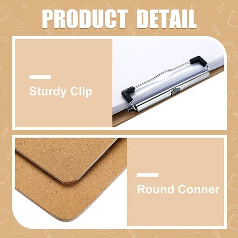 Sherr 20 Pack 6" x 9" Clipboards Bulk Wooden Hardboard Clipboards Recycled Wood Clipboards Low Profile Clip Boards for School Classroom Home Hospital Office Art Supplies in Saudi Arabia