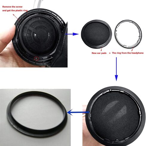 TT-BH046 عصابة رأس بديلة متوافقة مع سماعات TaoTronics TT-BH046 وسائد أذن مطورة مع جلد بروتين أكثر نعومة وسادات أذن دائرية رغوية عالية الكثافة لإلغاء الضوضاء 90 مم in Kuwait