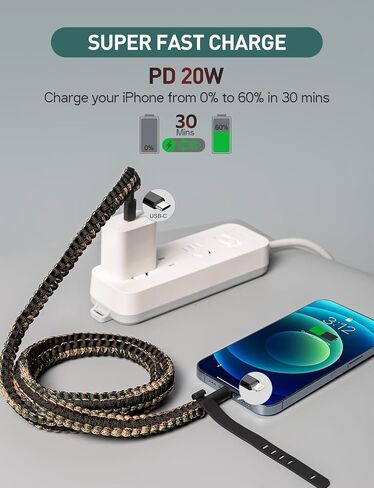 Kavie USB C to Cable 3.3 FT Nylon Camo Braided Fast Charger Cable Type C Charging Cables Compatible iPhone 14 13 13 Pro Max 12 12 Pro Max 11 XS XR X 8 in Saudi Arabia