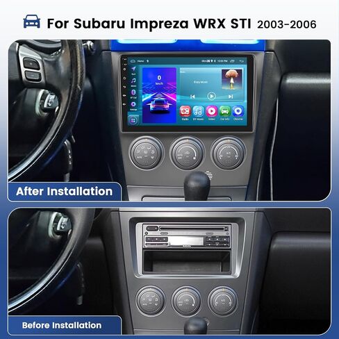 Car Stereo for Subaru Impreza/WRX/STI 2003-2006 Wireless Carplay Android Auto, 2+64GB Android 13 9 Inch Touch Screen Car Radio with GPS Navi/WiFi/BT/FM RDS/SWC/EQ/Mirror Link+ AHD Backup Camera Mic in Saudi Arabia