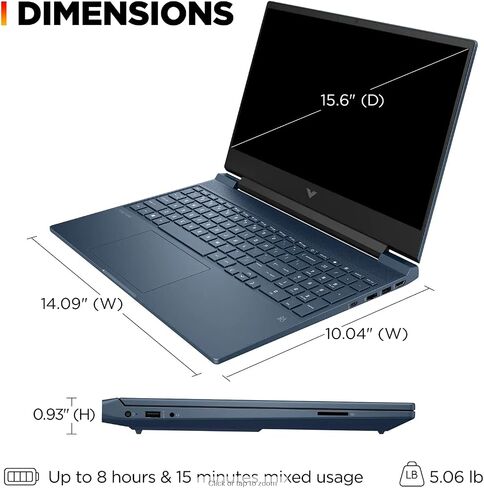 HP - Victus 15.6 بوصة Full HD 144 هرتز كمبيوتر محمول للألعاب - Intel Core i5-12450H - NVIDIA GeForce RTX 3050 - كاميرا ويب بإضاءة خلفية، Wi-Fi 6، Win11 Home، W/Cloth (ذاكرة الوصول العشوائي 32 جيجابايت | 1 تيرابايت PCIe SSD + قطعة قماش) in Saudi Arabia