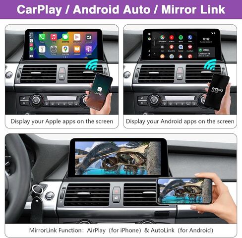 Ninetom 10.25 بوصة تعمل باللمس لاسلكي Apple CarPlay Android Auto الوسائط المتعددة مستقبل راديو السيارة لـ 2007-2009 BMW X5 E70 X6 E71 مع نظام CCC in Kuwait