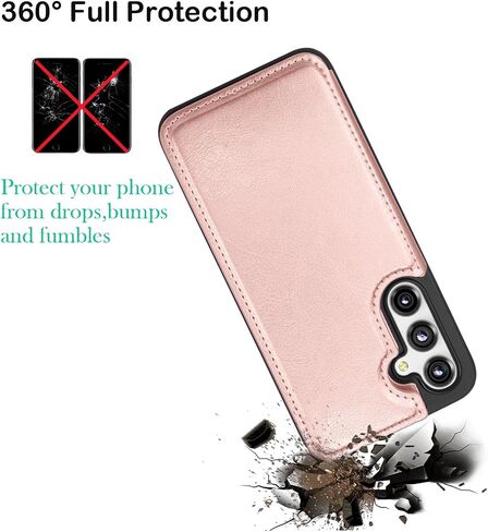Njjex for Samsung Galaxy S23 FE 5G Wallet Case w/Card Holder, PU Leather Credit Card Slots Slim Protective Folio Flip Case TPU Frame Bumper Magnetic Closure Cover for Samsung S23 FE 5G [Marble Pink] in Saudi Arabia