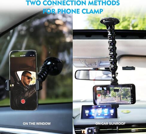 Flexible Gooseneck Suction Cup Car Cell Phone Holder Car Mount Compatible with All 4.0-7.0 inch Phones and Most Action Cameras, Made up of 7 Adjustable Joints can be rotated 360 Degree. in Saudi Arabia