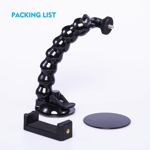 Flexible Gooseneck Suction Cup Car Cell Phone Holder Car Mount Compatible with All 4.0-7.0 inch Phones and Most Action Cameras, Made up of 7 Adjustable Joints can be rotated 360 Degree. in Saudi Arabia