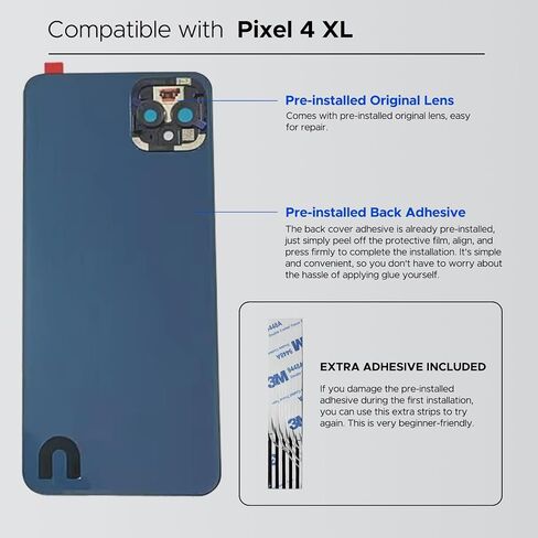 GREEN FUSION Compatible with Pixel 4 XL Back Cover Replacement, Pixel 4 XL Back Housing Door for All Carriers, Includes Repair Tools & Instruction, Black in Saudi Arabia