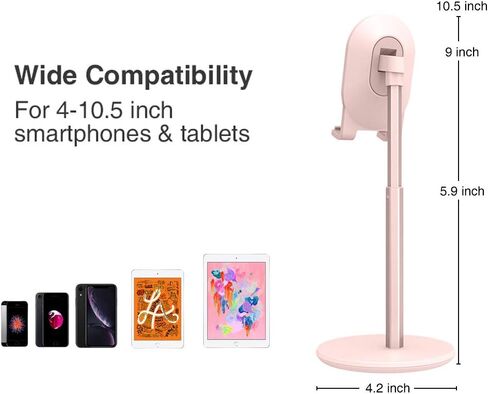Bright Stone Cell Phone Stand, Angle Height Adjustable Tablet Stand Phone Holder for Desk (4"-10") Pink in Saudi Arabia