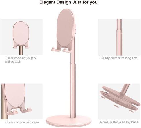 Bright Stone Cell Phone Stand, Angle Height Adjustable Tablet Stand Phone Holder for Desk (4"-10") Pink in Saudi Arabia