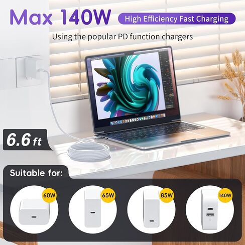 140W USB-C to Magnetic 3 Cable, Compatible with MacBook Magnetic Charging Cable for MacBook Air 2023/2022 (M2), MacBook Pro 2023 (M3, M2, 14-16 inch), MacBook Pro 2021 (M1, 14-16 inch) in Saudi Arabia