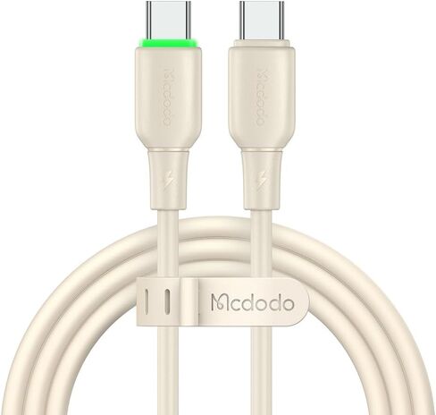 mcdodo USB C to USB C Charger Cable PD 65W 4ft Type C Fast Charging Cord Soft Flow Material USBC Charger for iPhone 15/15 Pro/15 Plus/15 Pro Max,Galaxy S23 Ultra,iPad and More(Off-White) in Saudi Arabia