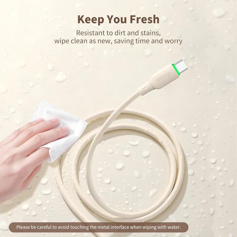 mcdodo USB C to USB C Charger Cable PD 65W 4ft Type C Fast Charging Cord Soft Flow Material USBC Charger for iPhone 15/15 Pro/15 Plus/15 Pro Max,Galaxy S23 Ultra,iPad and More(Off-White) in Saudi Arabia