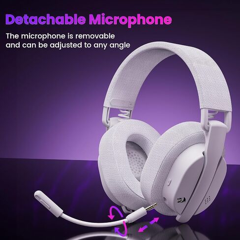 سماعة الألعاب اللاسلكية Redragon H888 مع صوت محيطي 7.1، سماعات رأس للألعاب ثلاثية الأوضاع، تصميم خفيف الوزن 168 جيجا - ميكروفون قابل للفصل - سماعة ألعاب ببطانة إسفنجية ميموري فوم 40 مم للكمبيوتر الشخصي، أبيض in Saudi Arabia