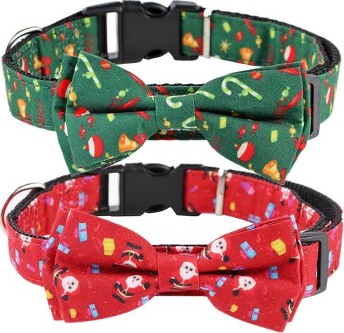 2 Pack Bow Tie Christmas Dog Collar for Medium Dogs, Quick Release Winter Pet Collar in Saudi Arabia