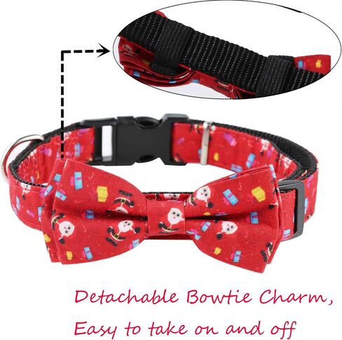 2 Pack Bow Tie Christmas Dog Collar for Medium Dogs, Quick Release Winter Pet Collar in Saudi Arabia