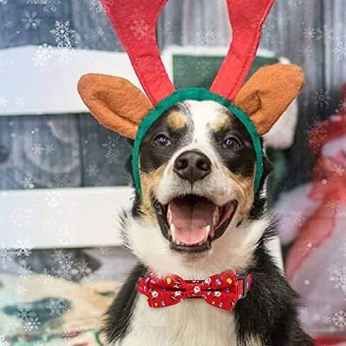 2 Pack Bow Tie Christmas Dog Collar for Medium Dogs, Quick Release Winter Pet Collar in Saudi Arabia
