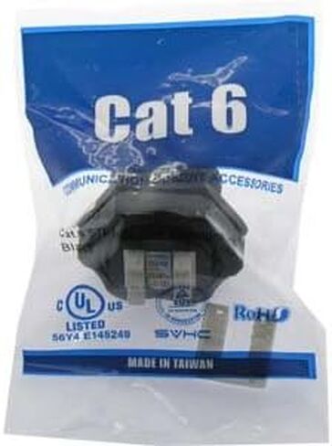 InstallerParts CAT 6 RJ45 Shielded Industrial Panel Mount Bulkhead Punchdown Jack IP67 Waterproof - Professional Series Network Connectors - Black in Kuwait