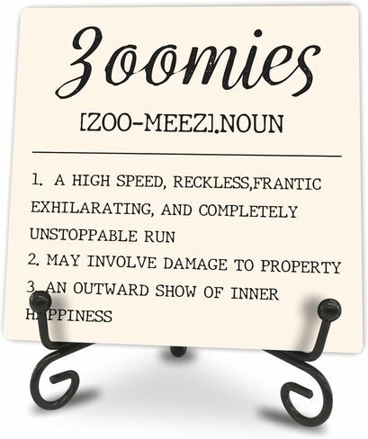 لوحة خشبية مقاس 10.16 سم × 10.16 سم - Zoomies - لوحة خشبية مزخرفة على شكل كلب، ديكور مكتب المنزل والمكتب، هدية لمحبي الكلاب، سطح طاولة الغرفة، ملحقات الرف (أسود) - B02 in Saudi Arabia