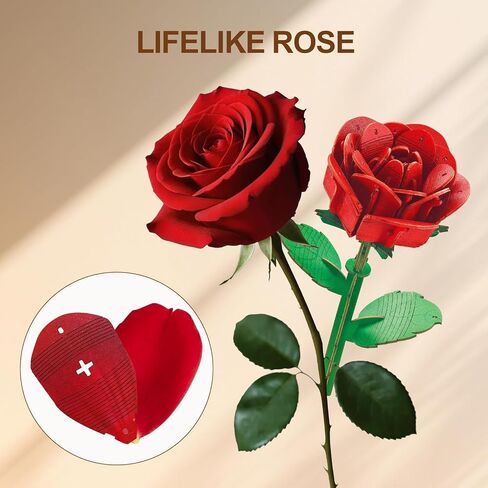 3D Puzzle for Adults, 3D Wooden Puzzles with Music Lights Rotation, Lifelike Rose Flower in Saudi Arabia