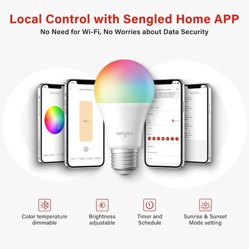 Sengled Dusk to Dawn Light Bulbs Outdoor, 3000K Soft White, A19 LED Sensor Light Bulbs 10.5 Watt Equivalent, 1200LM, Automatic Photocell Light Bulb for Outdoor Lighting, 4 Pack in Saudi Arabia