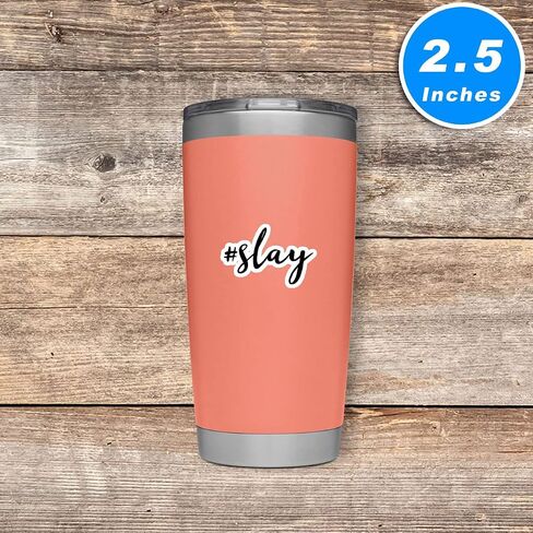 Hashtag Slay Sticker Motivation Quotes Stickers - 3 Pack - Set of 2.5, 3 and 4 Inch Vinyl Laptop Stickers - for Laptop, Phone, Water Bottle, Car & More Decal (3 Pack) S214763-3Pack in Saudi Arabia