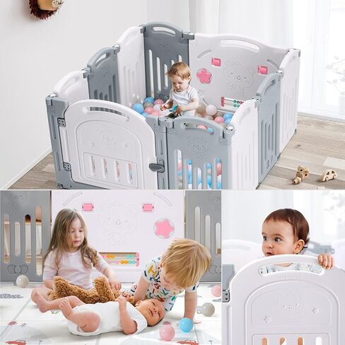 قلم لعب للأطفال، ساحة لعب آمنة من Uanlauo، أقلام لعب سهلة التجميع للأطفال الرضع والأطفال الصغار، قلم لعب قوي لبوابة الأطفال، قلم لعب للأطفال الصغار، محمول للاستخدام الداخلي والخارجي، قلم لعب للأطفال قابل للطي (14 لوحة، رمادي) in Kuwait