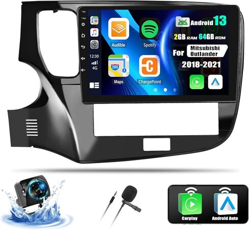 CAMECHO 2+64G Android 13 Car Stereo for Mitsubishi Outlander 2018-2021, Wireless CarPlay Android Auto 10.1" Touch Screen Bluetooth Car Radio with GPS Navigation WiFi EQ/HiFi + AHD Backup Camera + Mic in Saudi Arabia