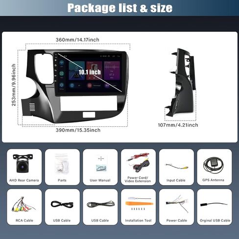 CAMECHO 2+64G Android 13 Car Stereo for Mitsubishi Outlander 2018-2021, Wireless CarPlay Android Auto 10.1" Touch Screen Bluetooth Car Radio with GPS Navigation WiFi EQ/HiFi + AHD Backup Camera + Mic in Saudi Arabia