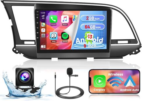 Hikity Android Car Stereo for Hyundai Elantra 2016-2018 Radio 2+64GB 9 Inch Touchscreen Car Radio Wireless Carplay Android Auto Support GPS Navigation WiFi Bluetooth FM EQ Backup Camera in Saudi Arabia