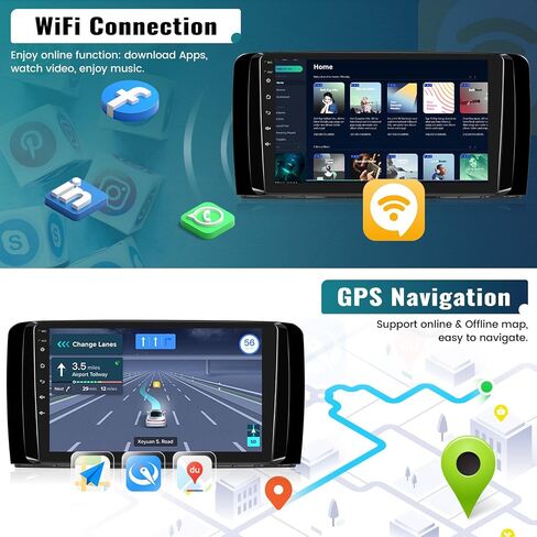 UNITOPSCI 2G+64G Android 13 Car Radio for Mercedes Benz R-Class/W251/R280/R300/R320/R350 2005-2017 with Wireless CarPlay Android Auto, 9" Touchscreen Car Stereo with Bluetooth/GPS/HiFi/WiFi, Cam/SWC in Saudi Arabia