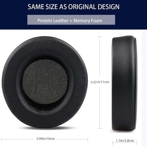 وسائد أذن بديلة لسماعات Razer Kraken Pro V2، Razer Kraken 7.1 V2 وسادات أذن وسائد أذن وسماعات رأس وأغطية أذن بيضاوية من إسفنج الذاكرة من الجلد البروتيني (أسود) in Kuwait