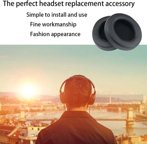 وسائد أذن بديلة لسماعات Razer Kraken Pro V2، Razer Kraken 7.1 V2 وسادات أذن وسائد أذن وسماعات رأس وأغطية أذن بيضاوية من إسفنج الذاكرة من الجلد البروتيني (أسود) in Kuwait