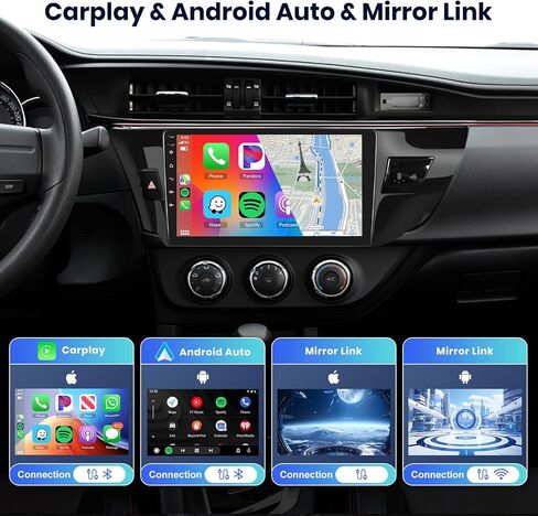 Hodozzy 4G+64G 8 Core Android Car Stereo for Toyota Corolla/Levin 2014 2015 2016 2017 مع Carplay اللاسلكي وAndroid Auto، راديو سيارة بشاشة تعمل باللمس 10 بوصة مع GPS، بلوتوث، WIFI، وصلة مرآة، FM، كاميرا in Kuwait