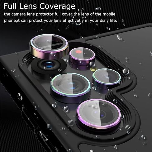 (2 Set for Galaxy S24 Ultra Camera Lens Protector, Scratch-Resistant HD Clarity Ultra-Thin 9H Tempered Glass with Aluminum Edging, Individual Metal Lens Cover (Color) in Kuwait