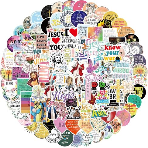 150 قطعة من الملصقات المسيحية، ملصقات آية الكتاب المقدس لزجاجات المياه، ملصقات إيمانية ملهمة، ملصقات تحفيزية ليسوع الديني لأجهزة الكمبيوتر المحمول، شارات سجل القصاصات، هدايا عيد الميلاد، هدايا مسيحية in Kuwait