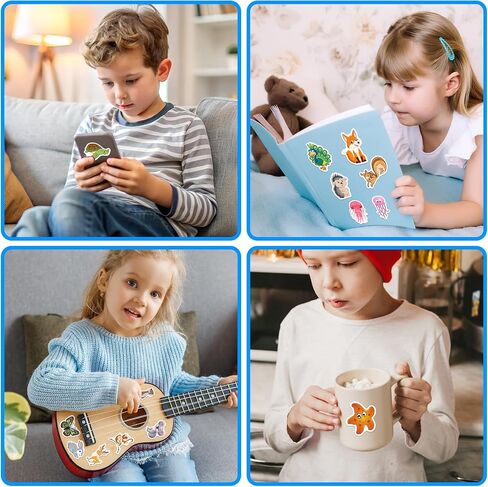 50 Pcs Cute Animal Water Bottle Stickers for Kids, Cartoon Animals Vinyl Waterproof Laptop Decals, Kawaii Animals Sticker Gifts Party Luggage Skateboard Mirror Phone Case Decoration in Saudi Arabia