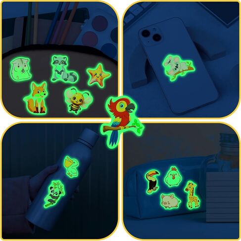 50 Pcs Cute Animal Water Bottle Stickers for Kids, Cartoon Animals Vinyl Waterproof Laptop Decals, Kawaii Animals Sticker Gifts Party Luggage Skateboard Mirror Phone Case Decoration in Saudi Arabia